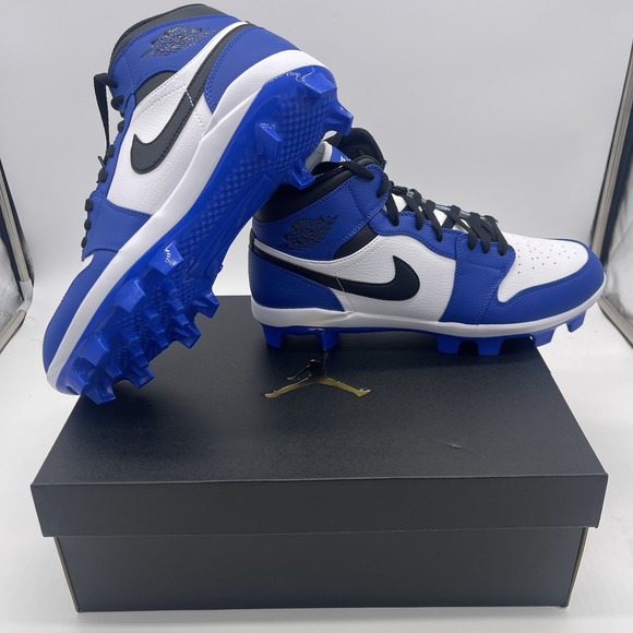 Air Jordan‎ 1 Retro MCS Baseball Cleats Blue Black White AV5354-411 Men's 10.5